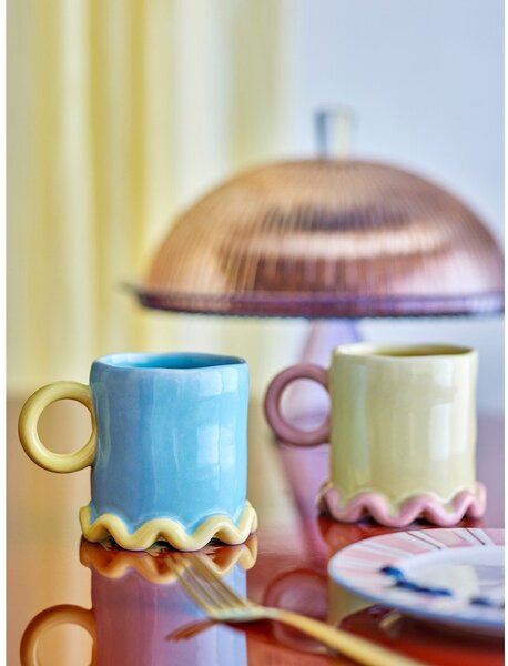Jasnożółto-jasnoniebieskie kubki ceramiczne zestaw 2 szt. 350 ml Polly – Bloomingville