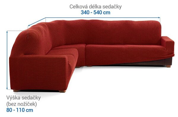 Super streczowe pokrowce NIAGARA ceglaste kanapa narożnikowa (sz. 340 - 540 cm)