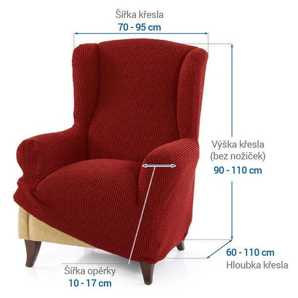Super streczowe pokrowce NIAGARA ceglaste fotel uszak (sz. 70 - 95 cm)