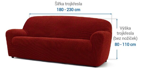Super streczowe pokrowce NIAGARA ceglaste kanapa trzyosobowa (sz. 180 - 230 cm)
