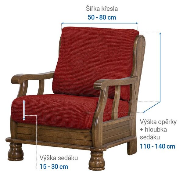 Super streczowe pokrowce NIAGARA ceglaste fotel z drewnianymi bokami (sz. 50 - 80 cm)