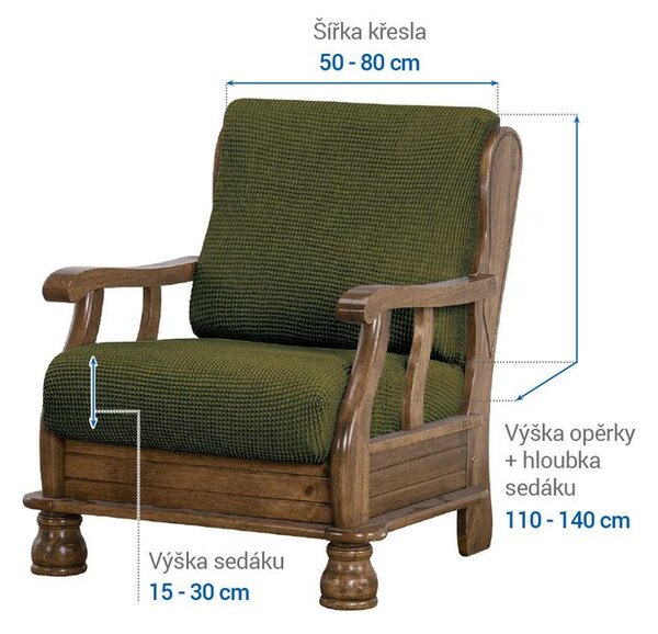 Super streczowe pokrowce NIAGARA zielone fotel z drewnianymi bokami (sz. 50 - 80 cm)