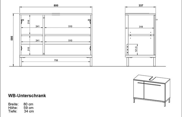 Szarobeżowa szafka pod umywalkę w dekorze orzecha 80x59 cm Yonkers – Germania