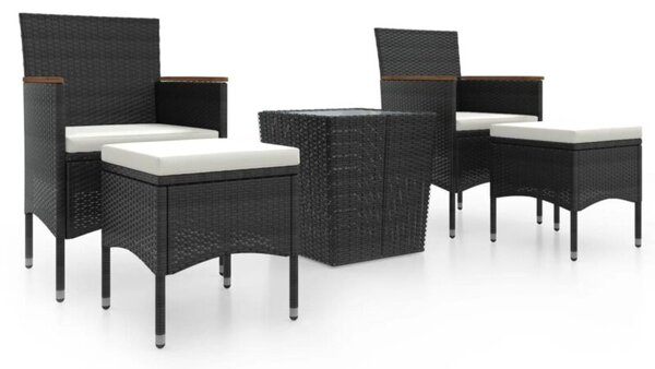 Zestaw Mebli Ogrodowych Bistro Z Poduszkami 5-Częściowy Czarny Rattan Na Taras Balkon Ogród