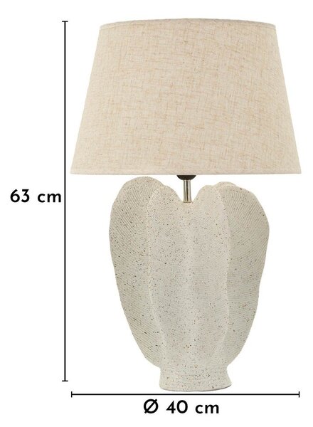 Kremowa lampa stołowa z tekstylnym kloszem (wysokość 63 cm) Ester – Mauro Ferretti