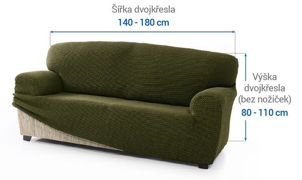 Super streczowe pokrowce NIAGARA zielone kanapa dwuosobowa (sz. 140 - 180 cm)
