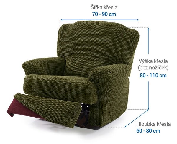 Super streczowe pokrowce NIAGARA zielone fotel relaks (sz. 70 - 90 cm)