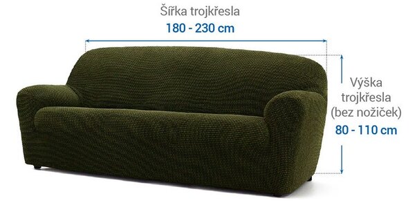Super streczowe pokrowce NIAGARA zielone kanapa trzyosobowa (sz. 180 - 230 cm)