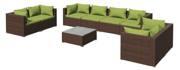 Zestaw Mebli Ogrodowych Komplet Wypoczynkowy Z Poduszkami 9-Częściowy Brązowy Rattan Na Taras Balkon Ogród
