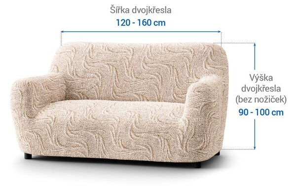 Bi-elastyczne pokrowce BRILLANTE beżowe kanapa dwuosobowa (sz. 120 - 160 cm)
