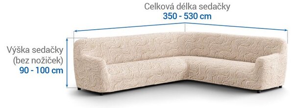 Bi-elastyczne pokrowce BRILLANTE beżowe kanapa narożnikowa (sz. 350 - 530 cm)
