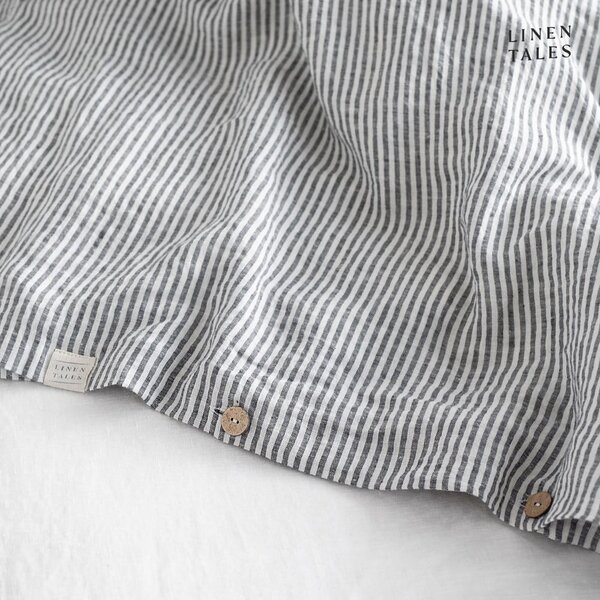 Czarno-biała lniana pościel dwuosobowa 200x220 cm – Linen Tales
