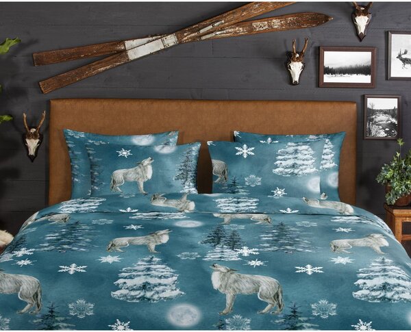 Morska flanelowa pościel dwuosobowa 200x220 cm Midnight – Good Morning
