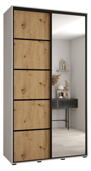 Szafa przesuwna wysoka Davos 5 140, gł. 60 cm biały + artisan + czarny