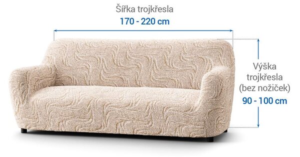 Bi-elastyczne pokrowce BRILLANTE beżowe kanapa trzyosobowa (sz. 170 - 220 cm)
