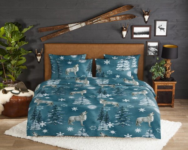 Morska flanelowa pościel dwuosobowa 200x220 cm Midnight – Good Morning