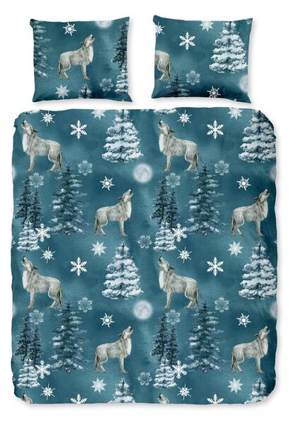 Morska flanelowa pościel dwuosobowa 200x220 cm Midnight – Good Morning