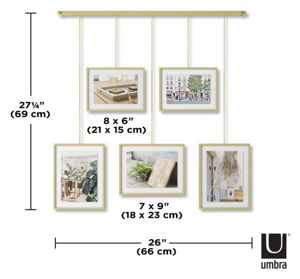 Metalowe ramki ścienne w kolorze złota zestaw 5 szt. 66x69 cm Exhibit – Umbra