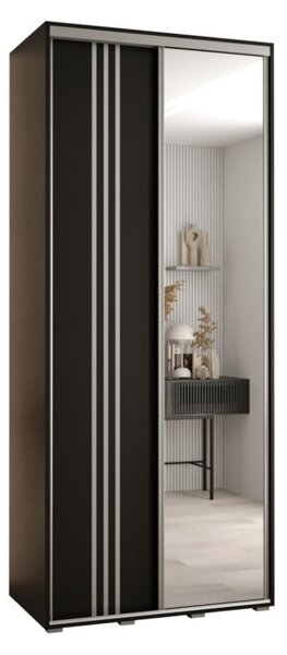 Szafa przesuwna wysoka Davos 7 110, gł. 60 cm czarny + czarny + srebrny