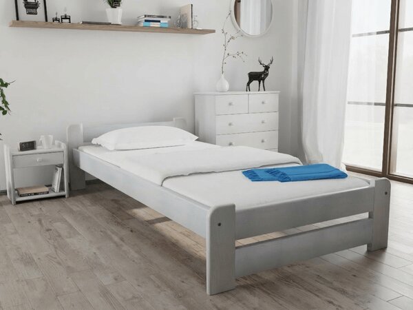 Łóżko Emily 90 x 200 cm, białe Stelaż: Ze stelażem listwowym rolowanym elastycznym, Materac: Bez materaca