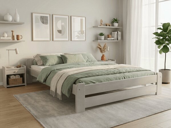 Łóżko Emily 140 x 200 cm, białe Stelaż: Ze stelażem listwowym rolowanym elastycznym, Materac: Materac Coco Maxi 20 cm