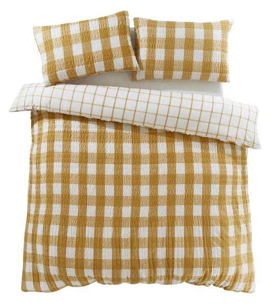 Żółta flanelowa pościel jednoosobowa 135x200 cm Gingham Check – Catherine Lansfield