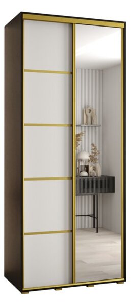 Szafa przesuwna wysoka Davos 5 110, gł. 60 cm czarny + biały + złoty