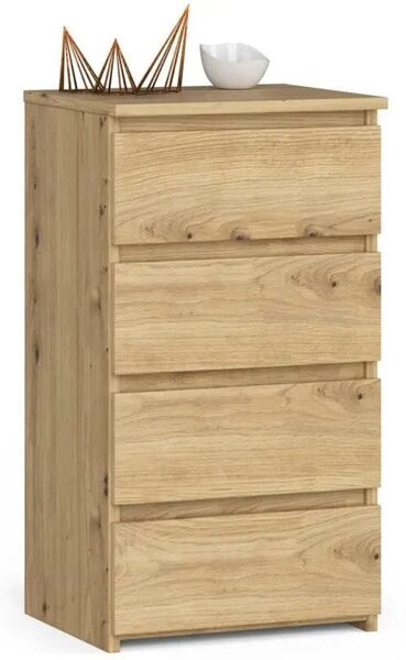 Szafka do sypialni, STILO, 4 szuflady, 40x35x74 cm, dąb artisan, mat | TYLETEGOTU