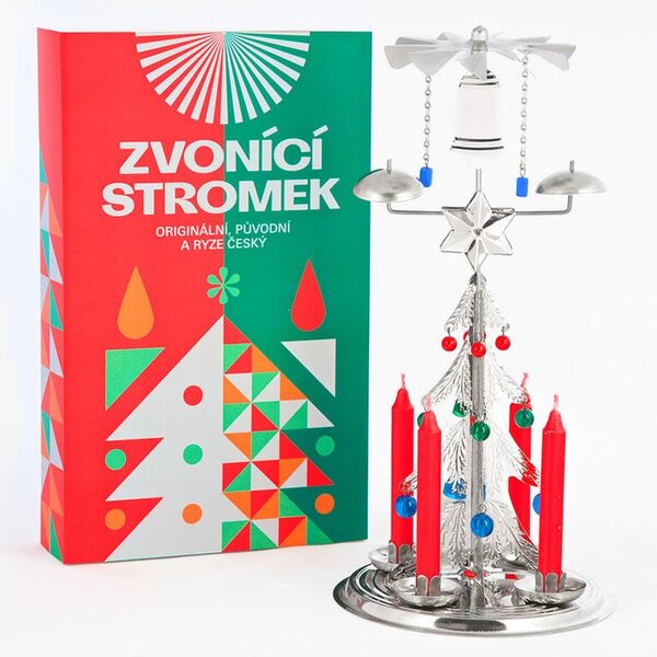 Świecznik choinka z dzwoneczkami (anielski dzwonek) srebrny