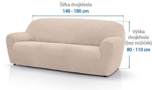 Super streczowe pokrowce RUBINIA śmietankowe kanapa dwuosobowa (sz. 140 - 180 cm)