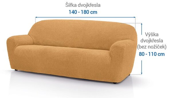 Super streczowe pokrowce RUBINIA złote kanapa dwuosobowa (sz. 140 - 180 cm)