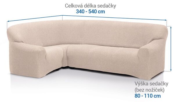 Super streczowe pokrowce RUBINIA śmietankowe kanapa narożnikowa (sz. 340 - 540 cm)