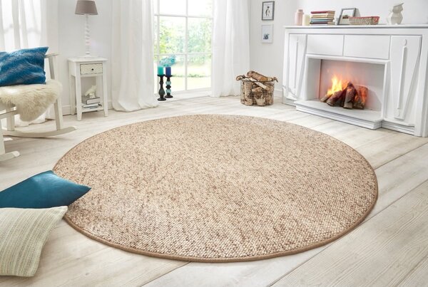 Jasnobrązowy okrągły dywan ø 200 cm Wolly – BT Carpet