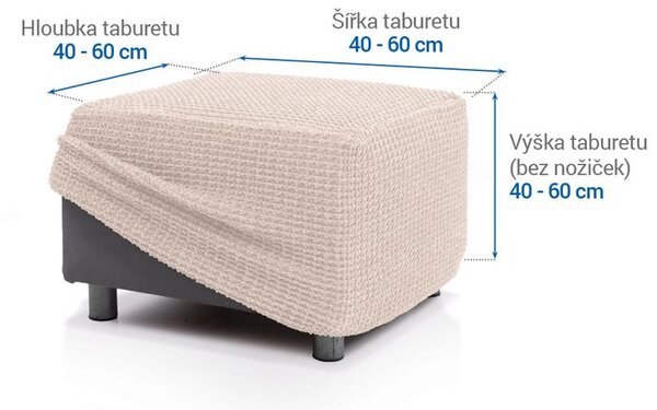 Super streczowe pokrowce RUBINIA śmietankowe pufa (40 - 60 cm)
