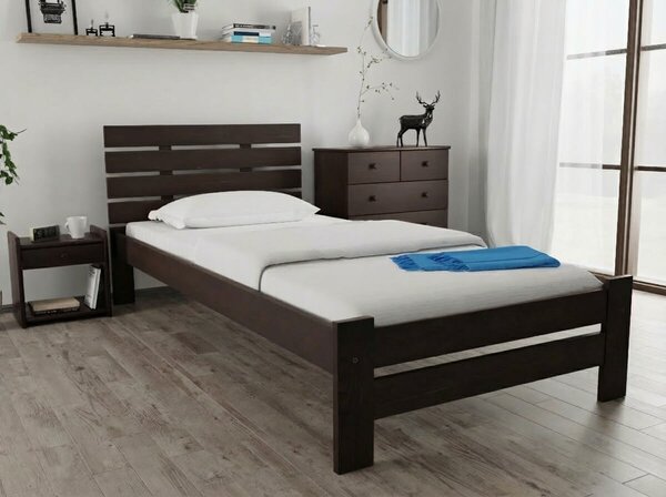 Łóżko PARIS podwyższone 90 x 200 cm, orzech Stelaż: Ze stelażem listwowym rolowanym, Materac: Materac Coco Maxi 20 cm