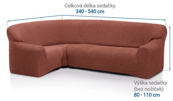 Super streczowe pokrowce RUBINIA ceglaste kanapa narożnikowa (sz. 340 - 540 cm)