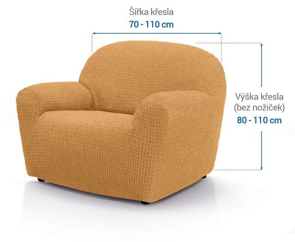 Super streczowe pokrowce RUBINIA złote fotel (sz. 70 - 110 cm)
