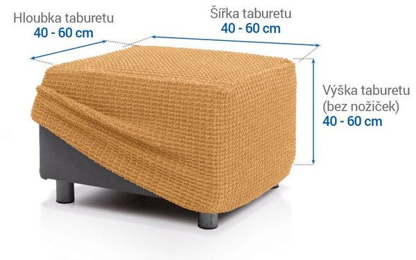 Super streczowe pokrowce RUBINIA złote pufa (40 - 60 cm)