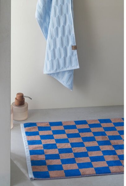 Niebiesko-brązowy dywanik łazienkowy z bio bawełny 50x80 cm Retro – Mette Ditmer Denmark
