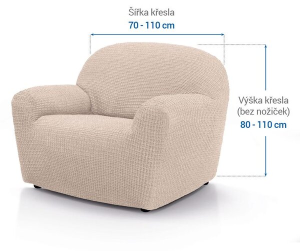 Super streczowe pokrowce RUBINIA śmietankowe fotel (sz. 70 - 110 cm)