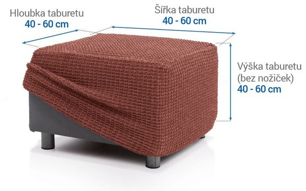 Super streczowe pokrowce RUBINIA ceglaste pufa (40 - 60 cm)