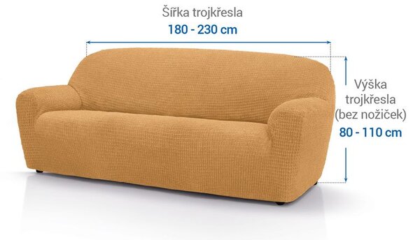 Super streczowe pokrowce RUBINIA złote kanapa trzyosobowa (sz. 180 - 230 cm)