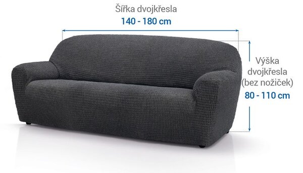 Super streczowe pokrowce RUBINIA antracyt kanapa dwuosobowa (sz. 140 - 180 cm)