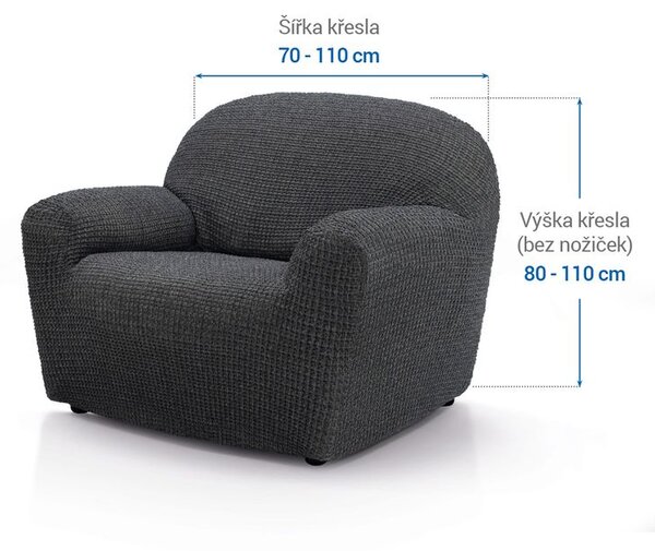 Super streczowe pokrowce RUBINIA antracyt fotel (sz. 70 - 110 cm)
