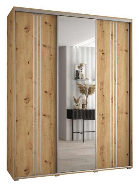 Szafa przesuwna wysoka Davos 7 200, gł. 60 cm artisan + artisan + srebrny