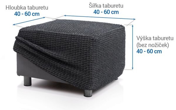 Super streczowe pokrowce RUBINIA antracyt pufa (40 - 60 cm)