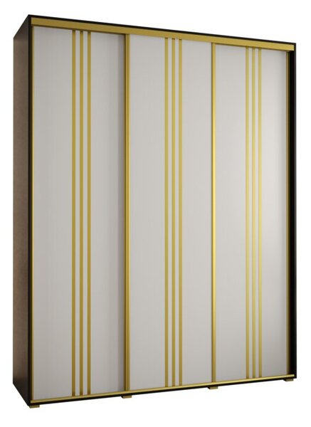Szafa przesuwna wysoka Davos 6 190, gł. 60 cm czarny + biały + złoty