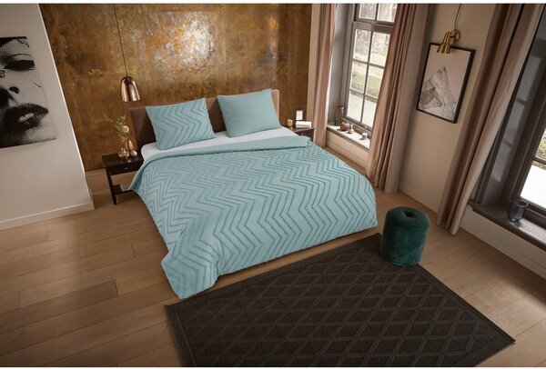 Jasnozielona pościel jednoosobowa z mikrowłókna 140x220 cm Pure Zigzag – Good Morning