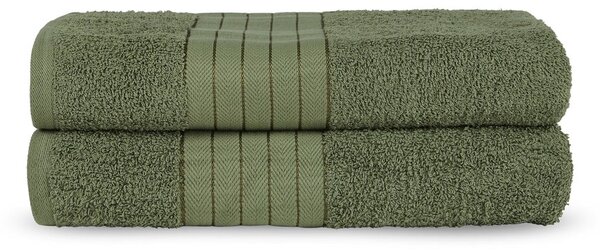 Ciemnozielone bawełniane ręczniki kąpielowe zestaw 2 szt. frotte 70x140 cm – Good Morning