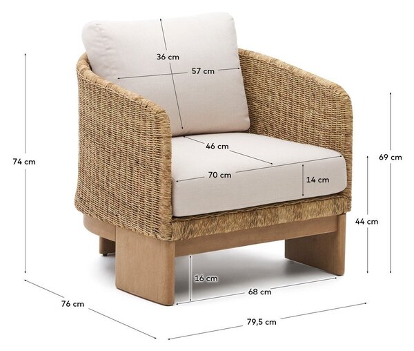 Beżowo-naturalny drewniany/ze sztucznego rattanu fotel ogrodowy Xoriguer – Kave Home